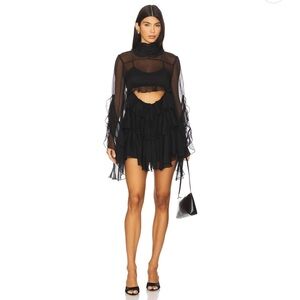 Bardot Anyssa Ruffle Mini Dress in Black